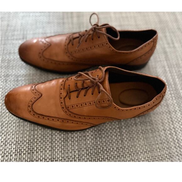 COLE HAAN Leather Sawyer Wingtip Oxford Lace Up Shoes in British Tan Brown 13 - Picture 4 of 8